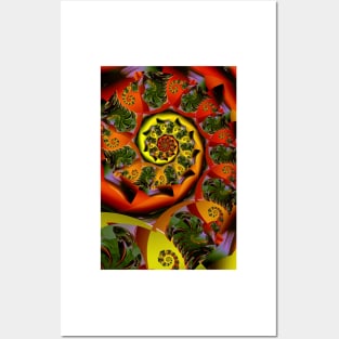 Orangey Red Spiral Fractal Posters and Art